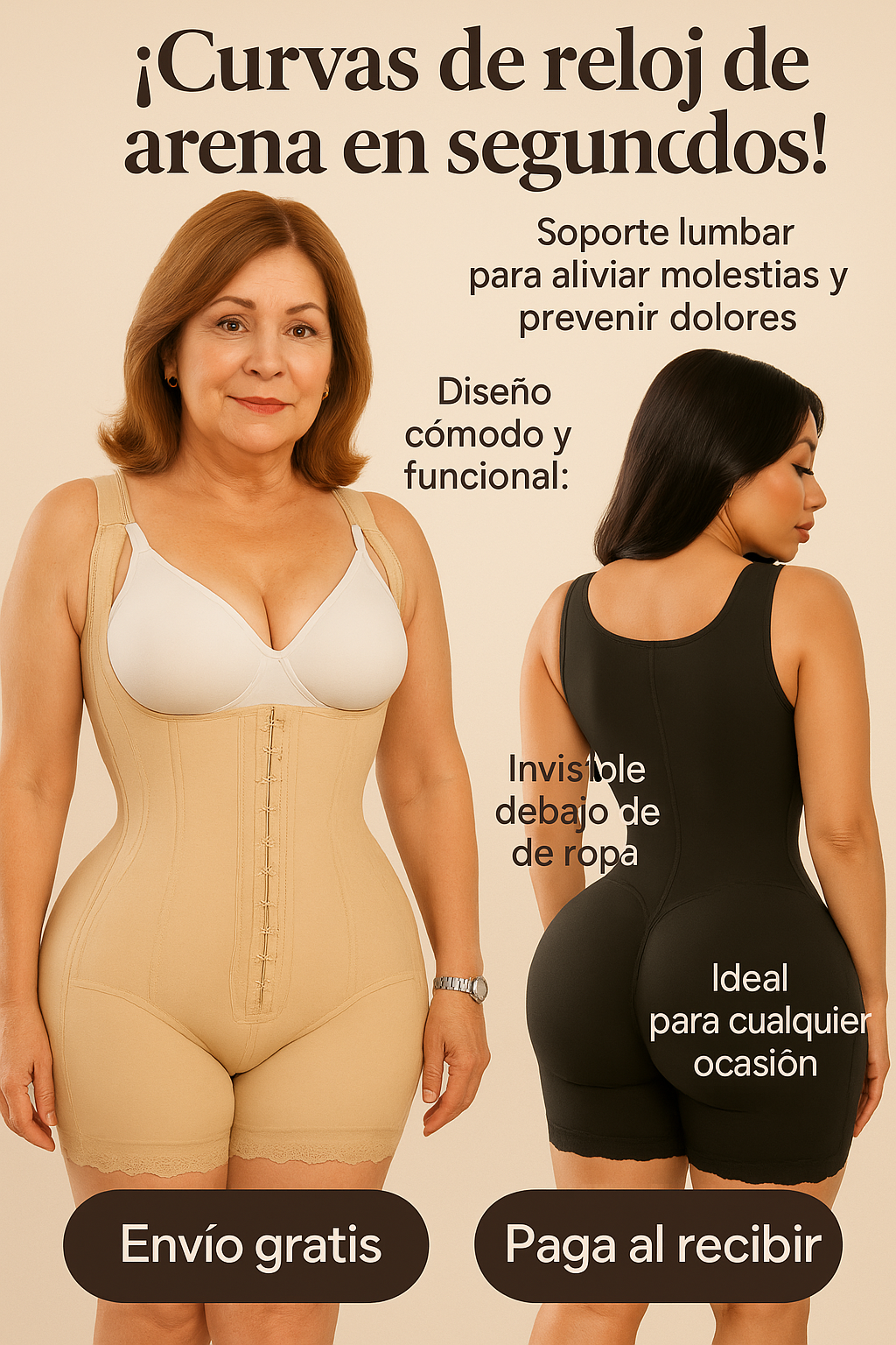 Colombba™ Faja Reloj de Arena de 7 Varillas- Alivia la tensión en tu espalda y Moldea tu figura al instante+ Paga al Recibir🎁