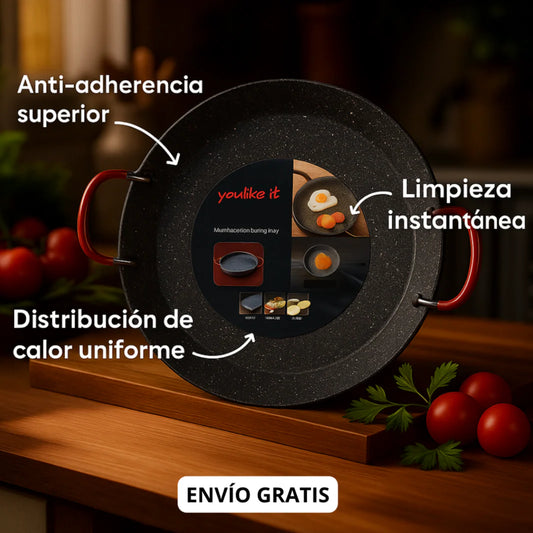 Plancha de Hierro Antiadherente 38 cm: Cocina sin aceite, sin tóxicos y con el sabor de siempre + Paga al Recibir🎁