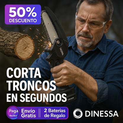 Mini Motosierra Tasbel™ 6" – Poda Fácil + 2 Baterías de Regalo
