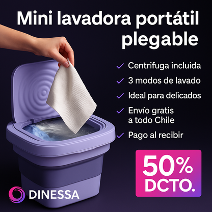 LavaFácil™ Mini Lavadora Portátil Plegable | Lava fácil y centrifuga rápido