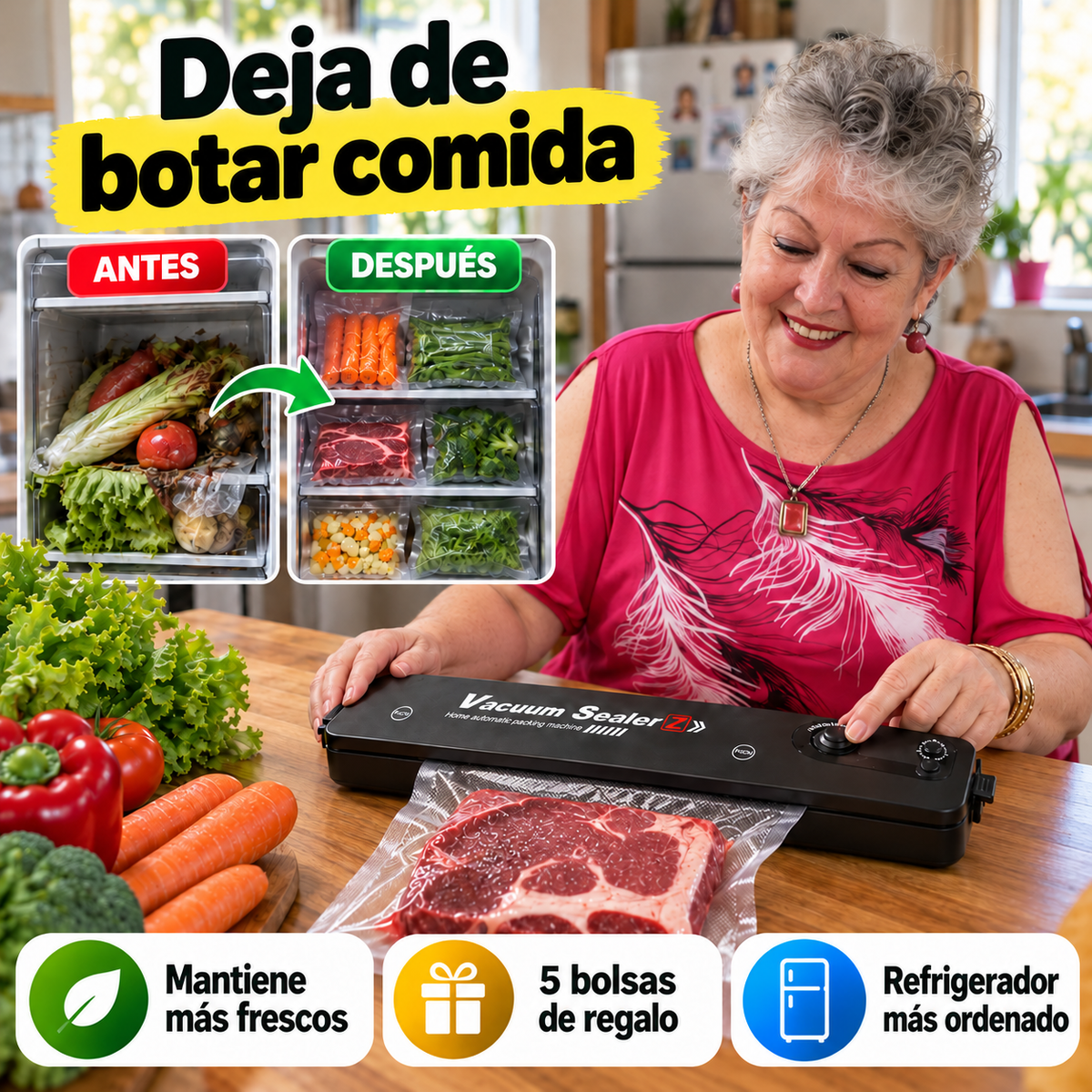 Selladora al Vacío Automática – Conserva tus Alimentos Frescos por Más Tiempo