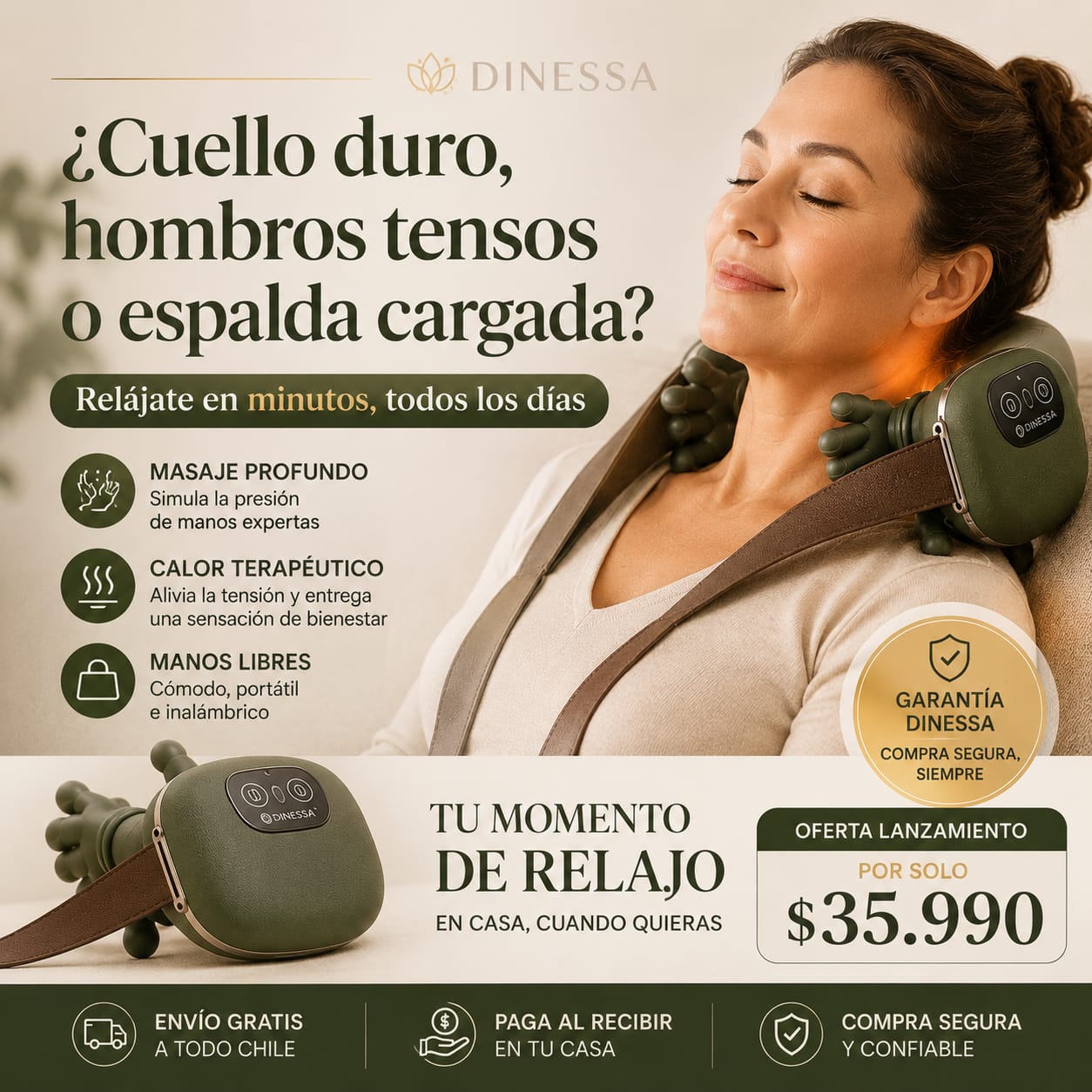 Masajeador Corporal Relajante Manitos™ | Cuello, Hombros, Espalda y Piernas