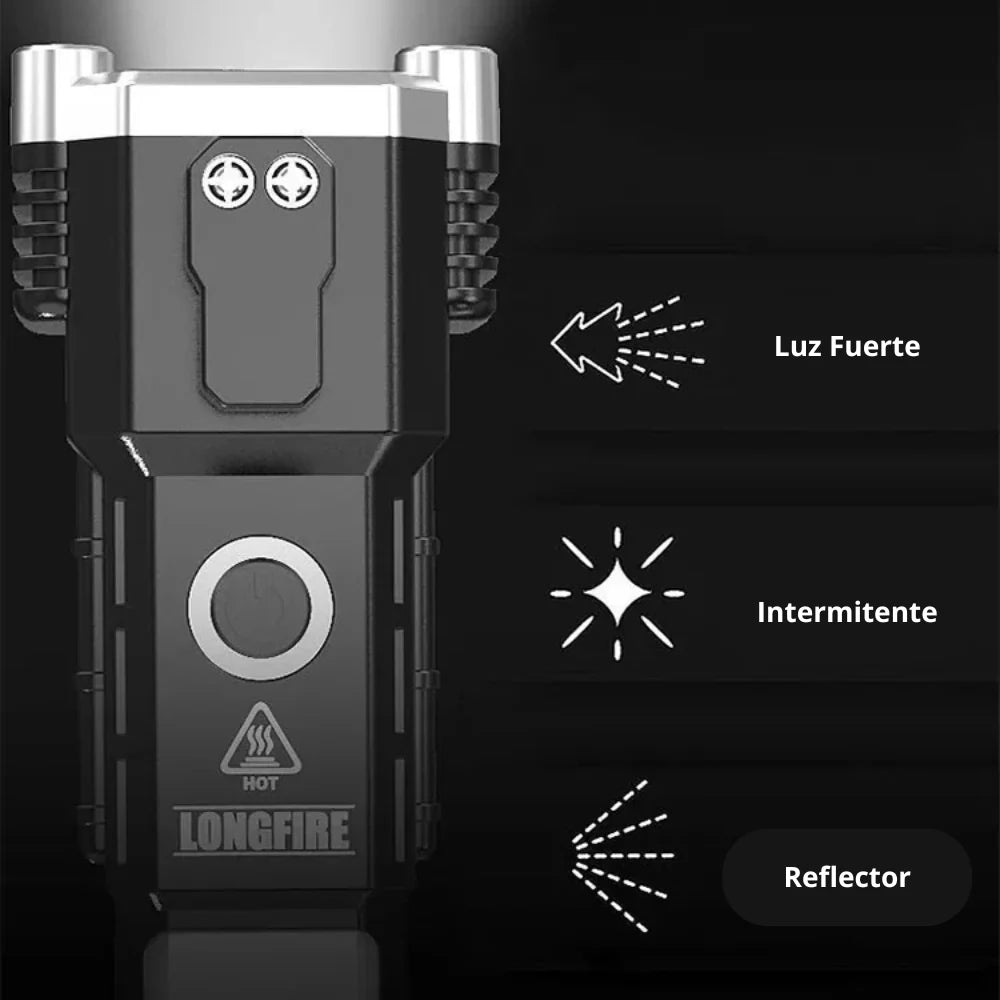 Linterna con Martillo de Seguridad, Iluminación Ajustable y Rompe Vidrio💪🏼