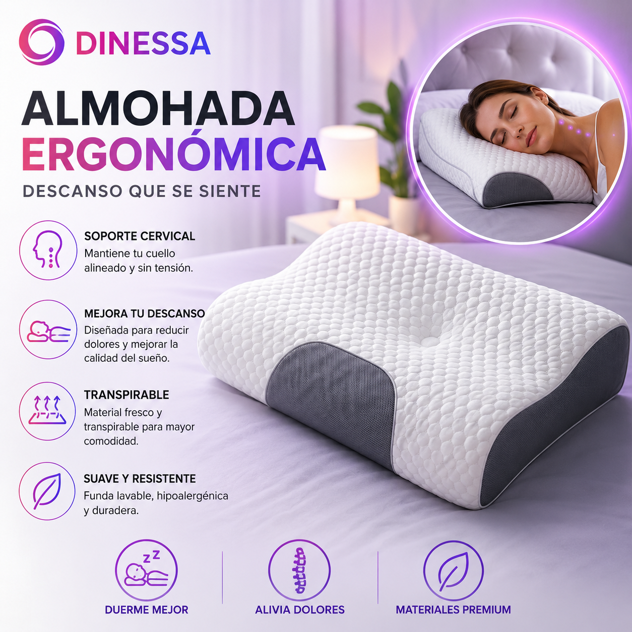 Almohada Cervical Ergonomica 1pcs