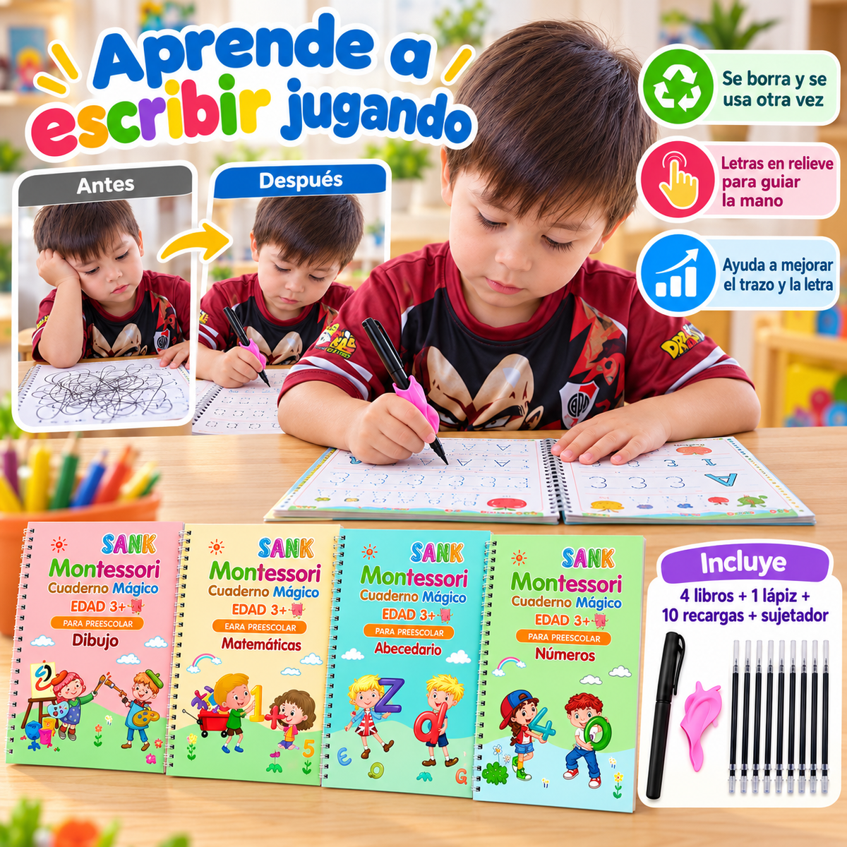 Set Cuaderno Magic Caligrafia Montessori