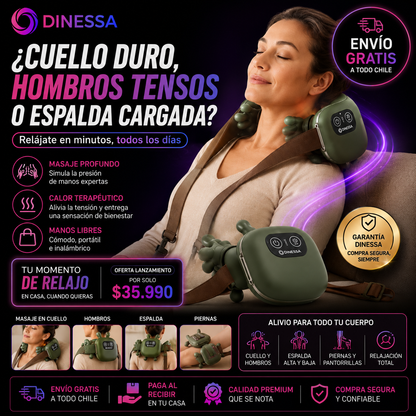 Masajeador Manitos™ Profesional | Alivia Cuello, Espalda, Hombros y Piernas | Calor Terapéutico | Paga al Recibir